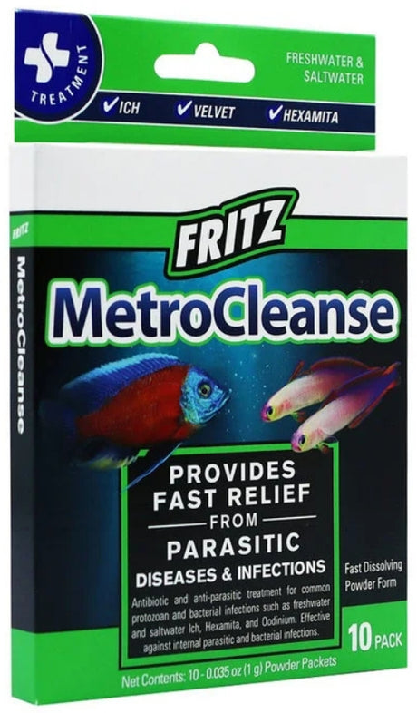 10 count Fritz Aquatics MetroCleanse Parasitic Treatment