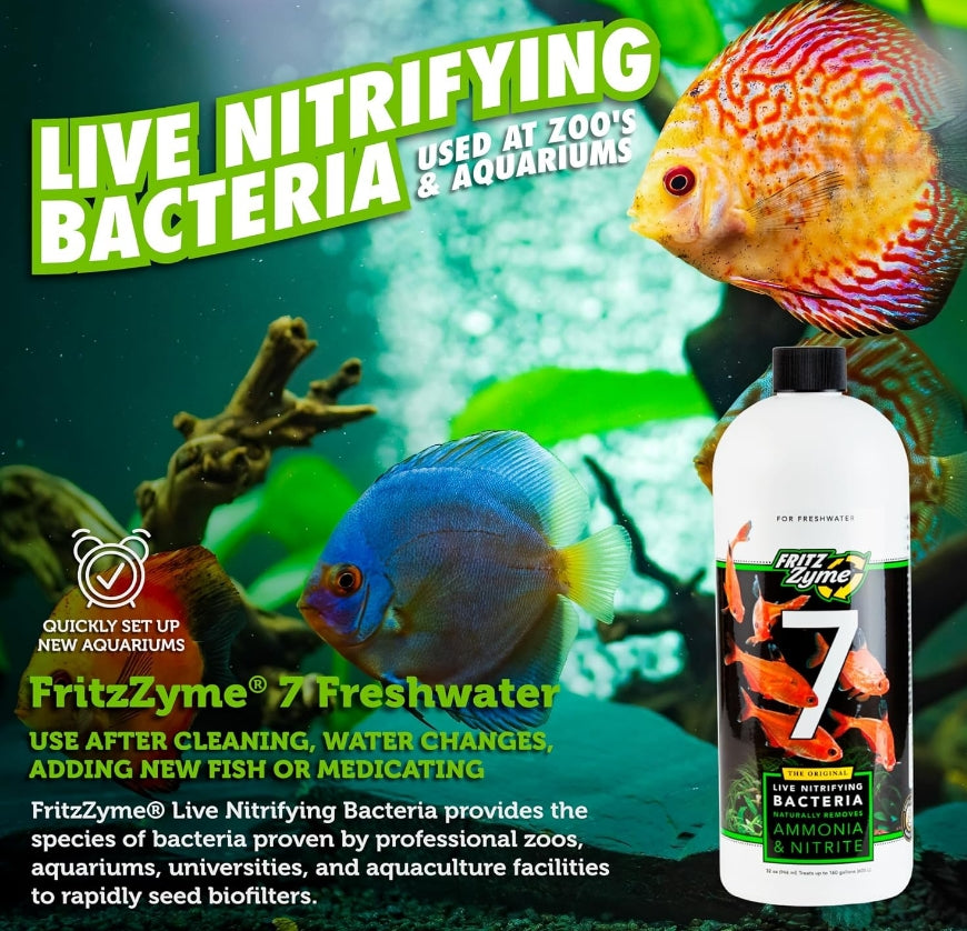 64 oz (2 x 32 oz) Fritz Aquatics Zyme 7 Live Nitrifying Bacteria