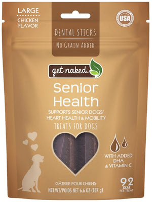 37.2 oz (6 x 6.2 oz) Get Naked Senior Health Dental Sticks Chicken Flavor Large