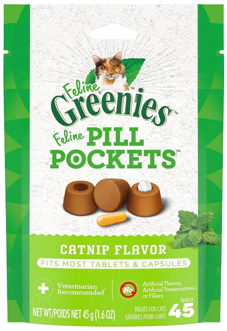 9.6 oz (6 x 1.6 oz) Greenies Feline Pill Pockets Catnip Flavor