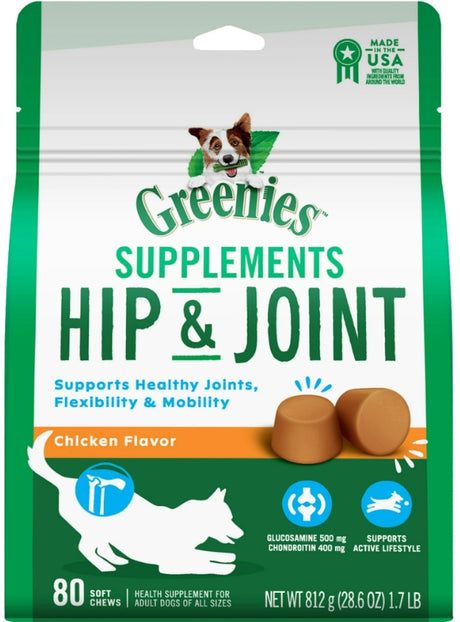 80 count Greenies Hip and Joint Supplements for Dogs