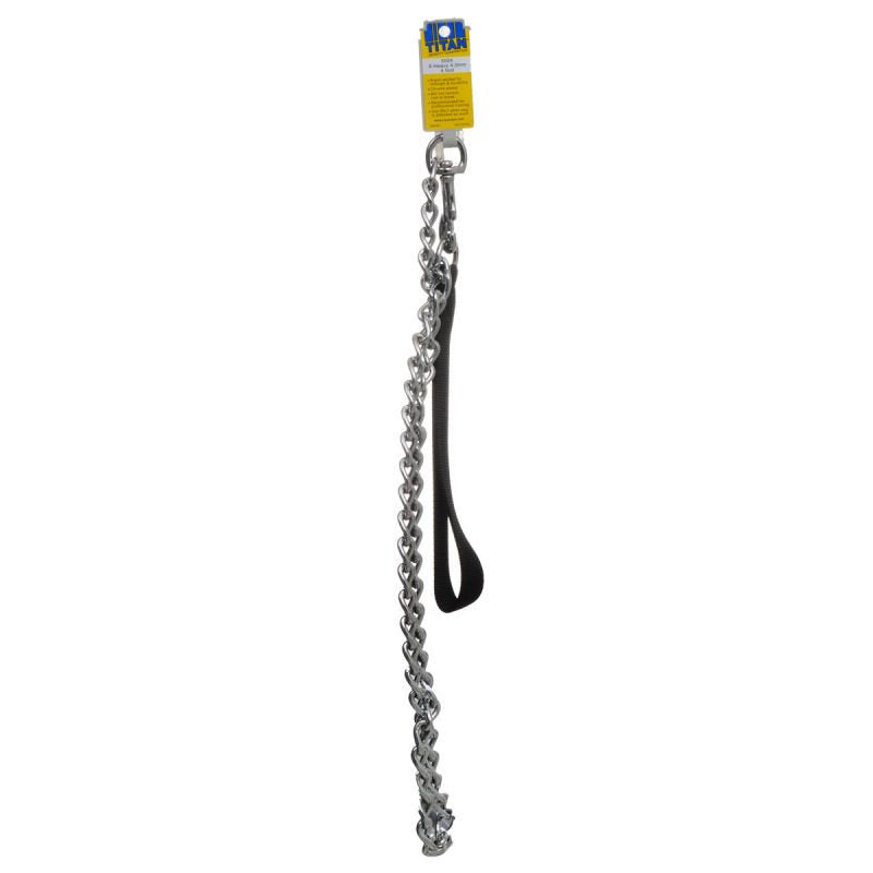 4 feet x 4.0 mm Titan Chain Lead with Nylon Handle for Dogs