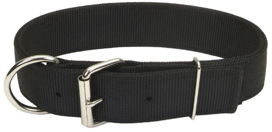 Coastal Pet Macho Dog Double-Ply Nylon Collar with Roller Buckle 1.75" Wide Black - PetMountain.com