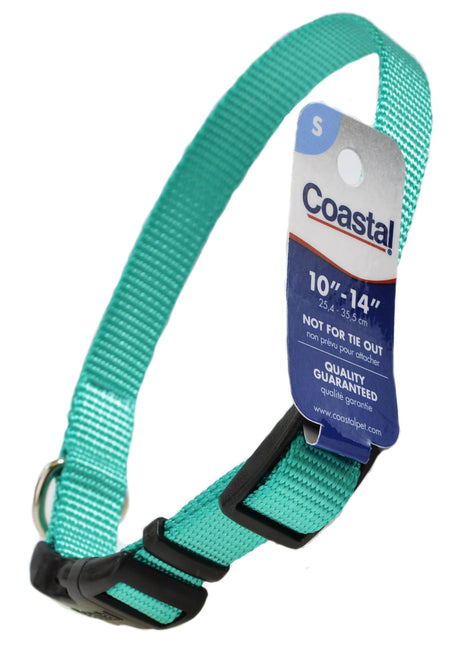 10-14"L x 5/8"W Coastal Pet Teal Nylon Adjustable Dog Collar with Plastic Buckle