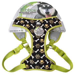 Coastal Pet Attire Ribbon Designer Wrap Adjustable Dog Harness Brown Paw and Bones - PetMountain.com