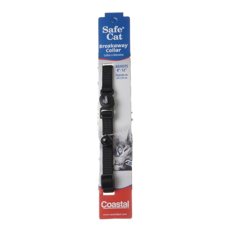 Safe Cat Adjustable Nylon Breakaway Collar Black - PetMountain.com