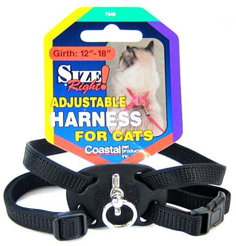 Coastal Pet Size Right Adjustable Harness for Cats Black - PetMountain.com