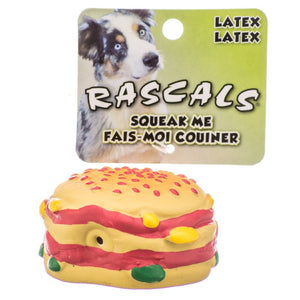 1 count Coastal Pet Rascals Latex Hamburger Dog Toy