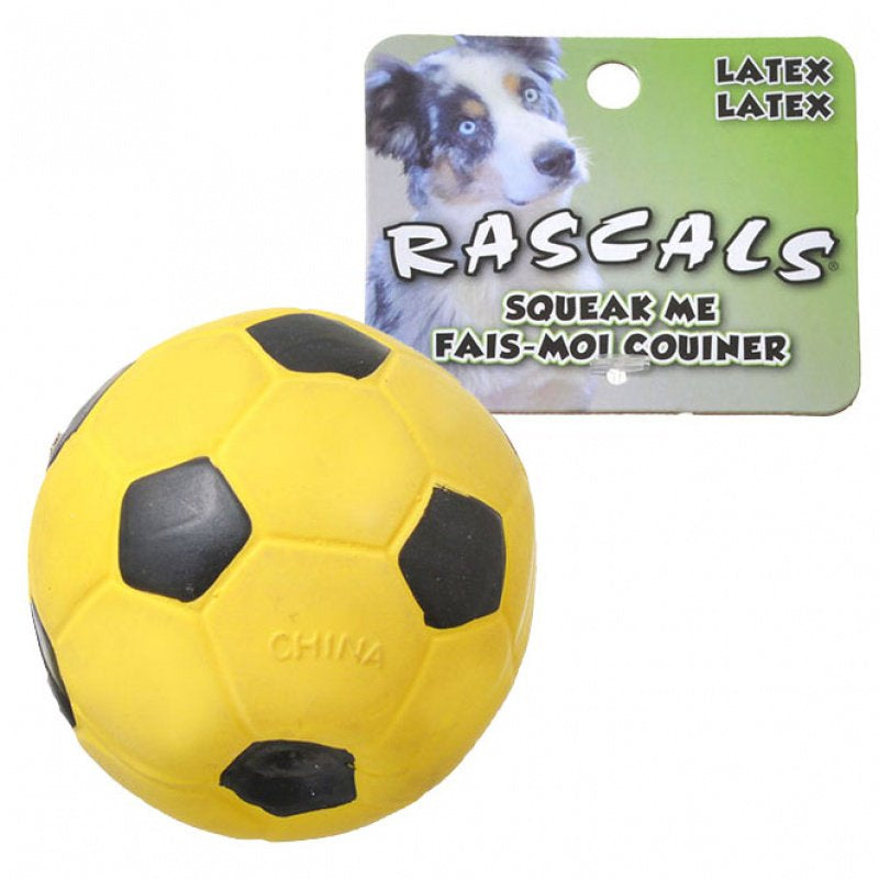 1 count Coastal Pet Rascals Latex Soccer Ball Yellow