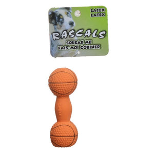1 count Coastal Pet Rascals Latex Basketball Dumbbell Dog Toy