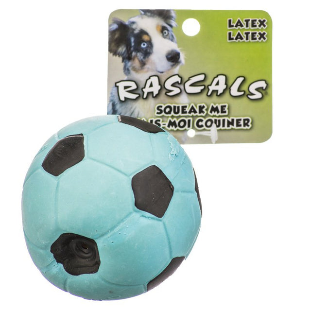 1 count Coastal Pet Rascals Latex Soccer Ball Blue