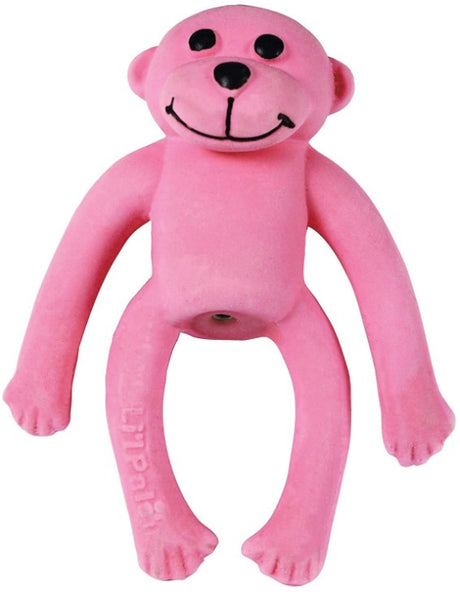 6 count Lil Pals Latex Monkey Dog Toy Pink