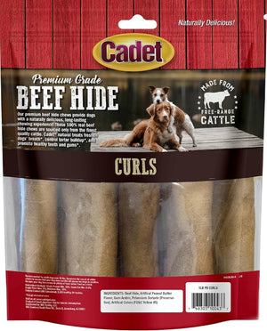 1 lb Cadet Premium Grade Beef Hide Chew Curls Peanut Butter Flavor