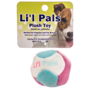 1 count Lil Pals Multi Colored Plush Ball with Bell for Dogs