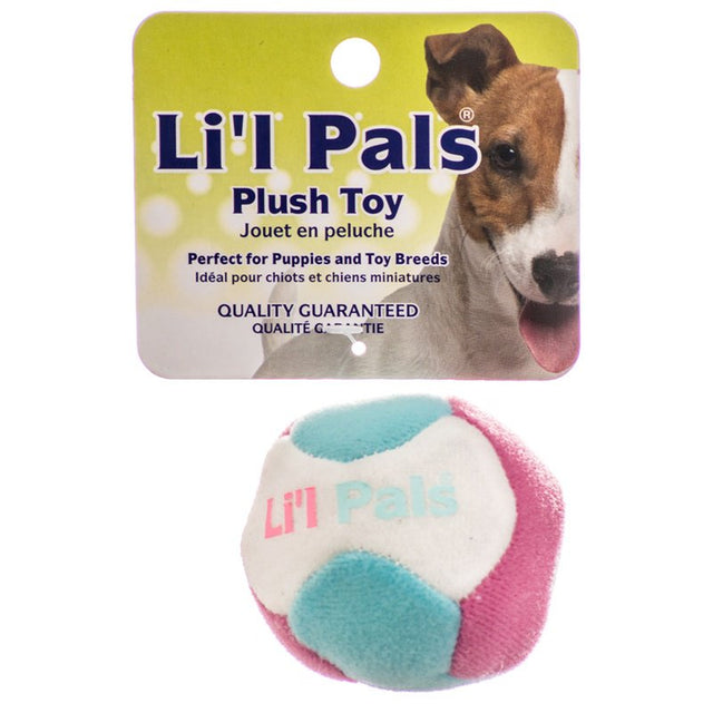 1 count Lil Pals Multi Colored Plush Ball with Bell for Dogs