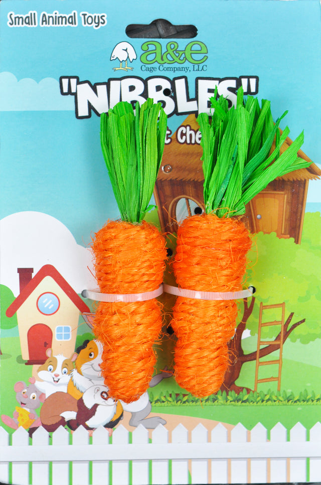 AE Cage Company Nibbles Carrot Loofah Chew Toys with Jute - PetMountain.com