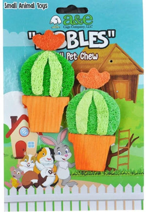 18 count (9 x 2 ct) AE Cage Company Nibbles Barrel Cactus Loofah Chew Toy with Wood