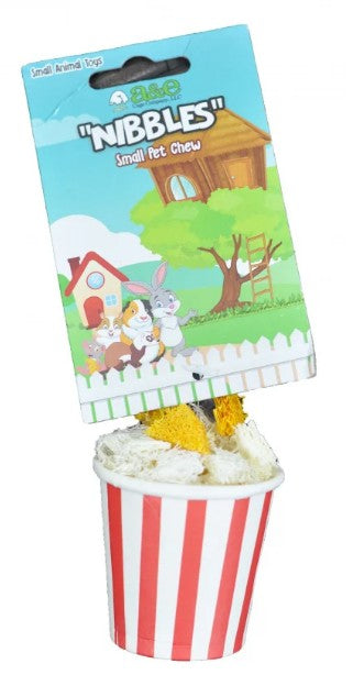 AE Cage Company Nibbles Popcorn Bucket Loofah Chew Toy - PetMountain.com