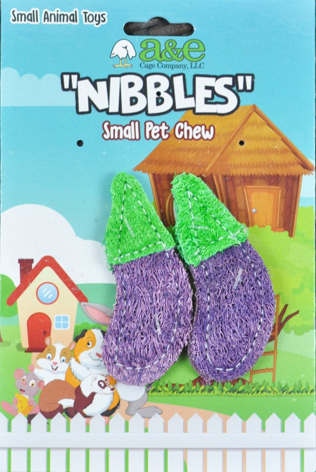 AE Cage Company Nibbles Eggplant Loofah Chew Toys - PetMountain.com