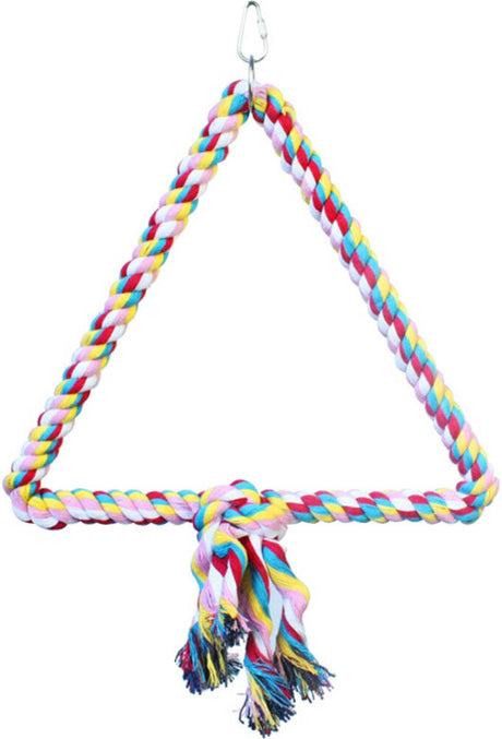 3 count AE Cage Company Happy Beaks Triangle Cotton Rope Swing