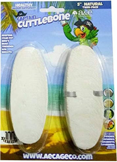 12 count (6 x 2 ct) AE Cage Company Captain Cuttlebone Natural Flavored Cuttlebone 5" Long
