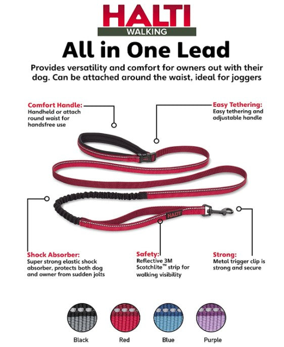 Small - 1 count Company of Animals Halti All In One Lead for Dogs Red