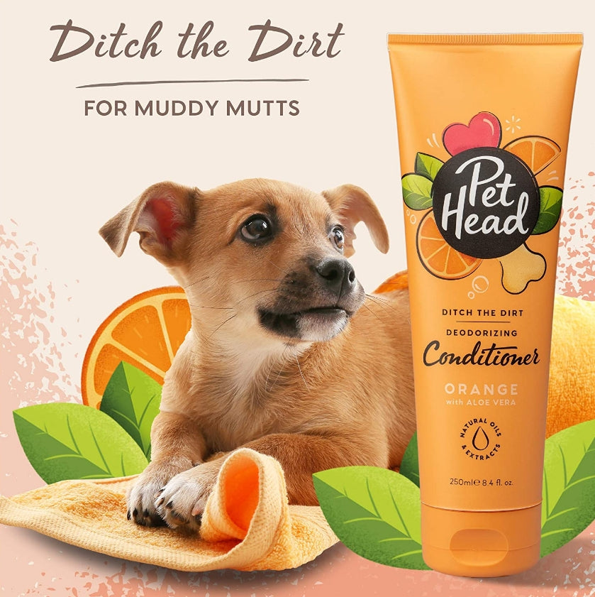 8.4 oz Pet Head Ditch the Dirt Deodorizing Conditioner for Dogs Orange with Aloe Vera