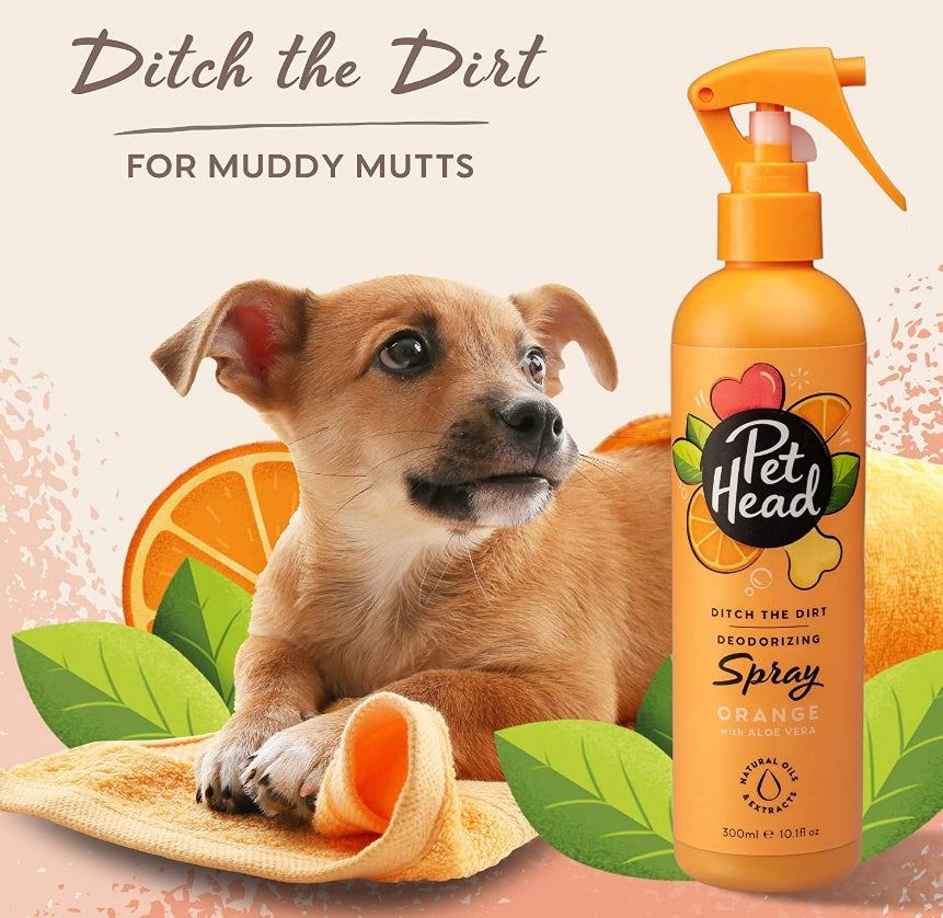 10.1 oz Pet Head Ditch the Dirt Deodorizing Spray for Dogs Orange with Aloe Vera