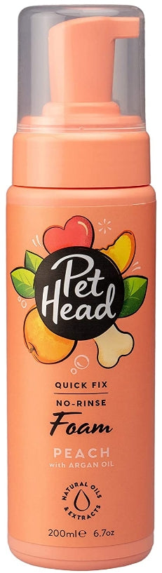 Pet Head Quick Fix No-Rinse Foam for Dogs Peach with Argan Oil - PetMountain.com