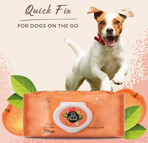 240 count (3 x 80 ct) Pet Head Quick Fix Paw and Body Wipes for Dogs and Cats Peach with Aloe Vera