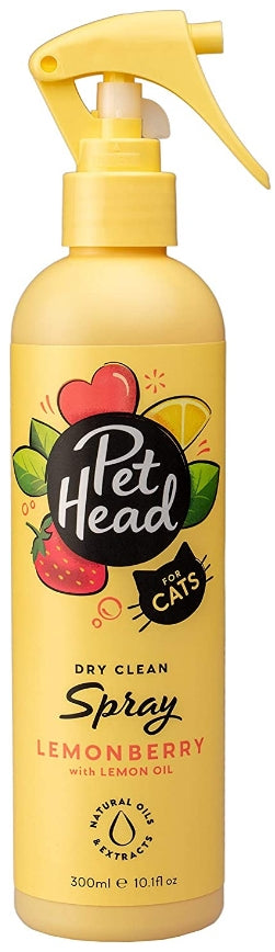 30.3 oz (3 x 10.1 oz) Pet Head Dry Clean Spray for Cats Lemonberry with Lemon Oil
