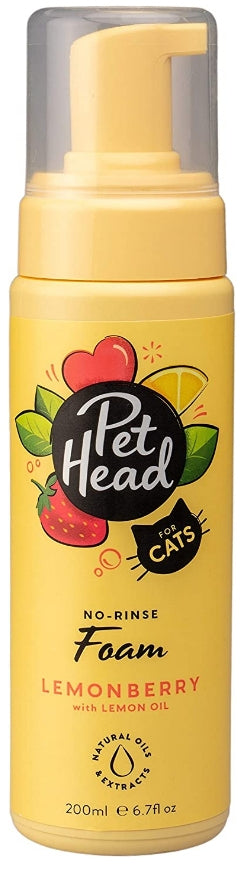 6.7 oz Pet Head No-Rinse Foam for Cats Lemonberry with Lemon Oil