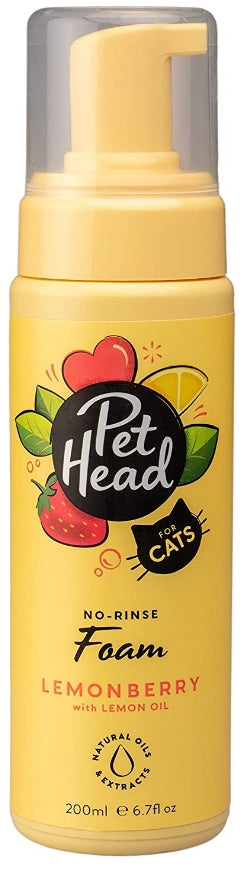 20.1 oz (3 x 6.7 oz) Pet Head No-Rinse Foam for Cats Lemonberry with Lemon Oil