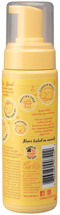 6.7 oz Pet Head No-Rinse Foam for Cats Lemonberry with Lemon Oil