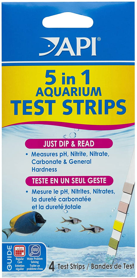 4 count API 5 in 1 Aquarium Test Strips for Freshwater and Saltwater Aquariums