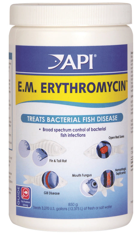 1700 gram (2 x 850 gm) API E.M. Erythromycin Treats Bacterial Fish Disease