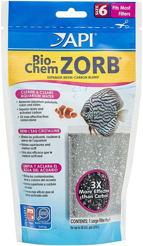 4 count API Bio-Chem Zorb Filter Media Cleans and Clears Aquarium Water Size 6