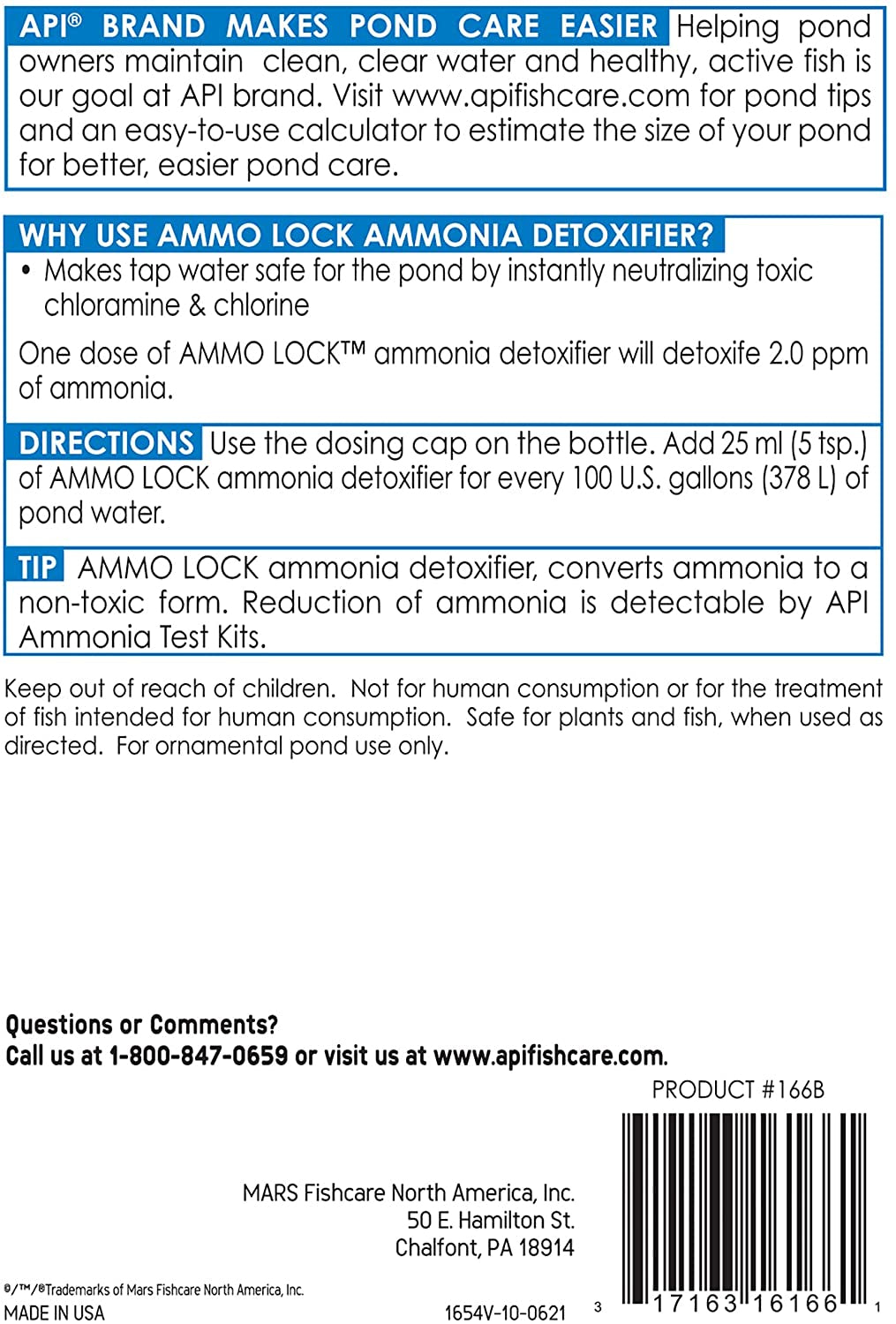 48 oz (3 x 16 oz) API Ammo Lock Ammonia Detoxifier for Ponds