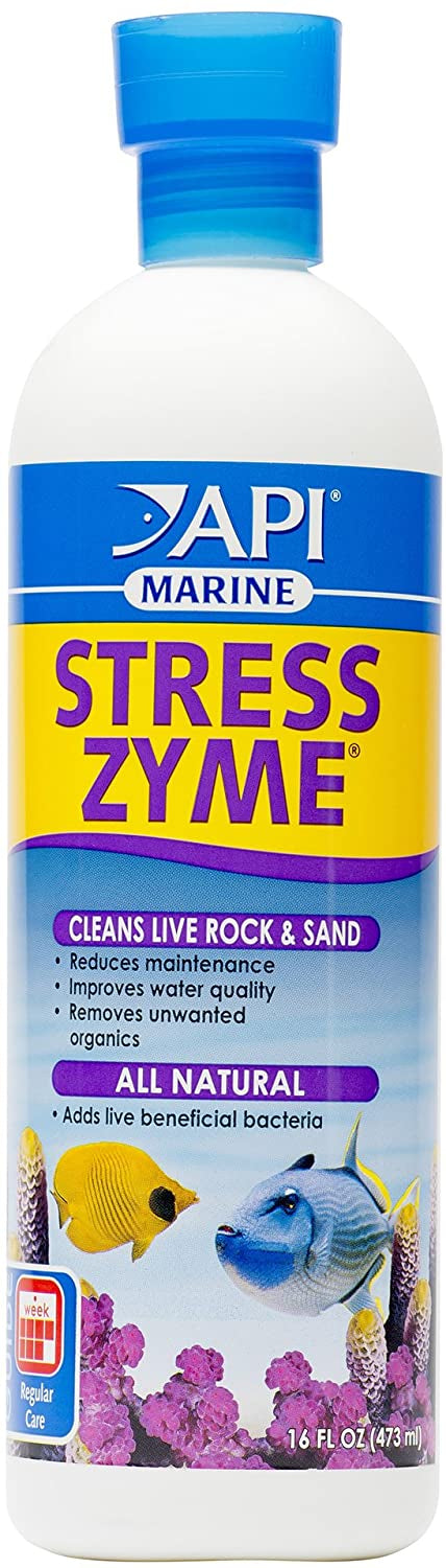 16 oz API Marine Stress Zyme Cleans Live Rock and Sand Adding Beneficial Bacteria