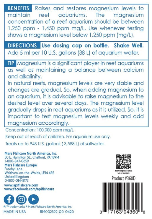 48 oz (3 x 16 oz) API Marine Magnesium Raises Magnesium Levels in Reef Aquariums