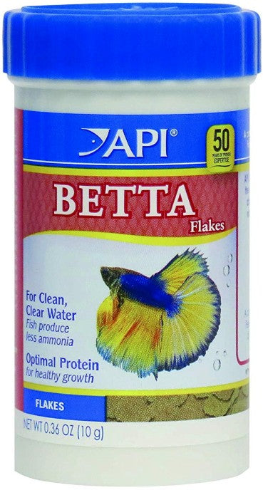 2.16 oz (6 x 0.36 oz) API Betta Flakes Fish Food with Optimal Protein for Healthy Growth