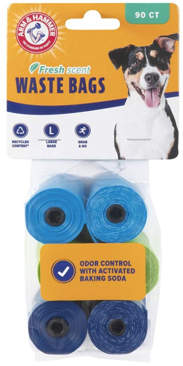 1080 count (12 x 90 ct) Arm and Hammer Dog Waste Refill Bags Fresh Scent Assorted Colors