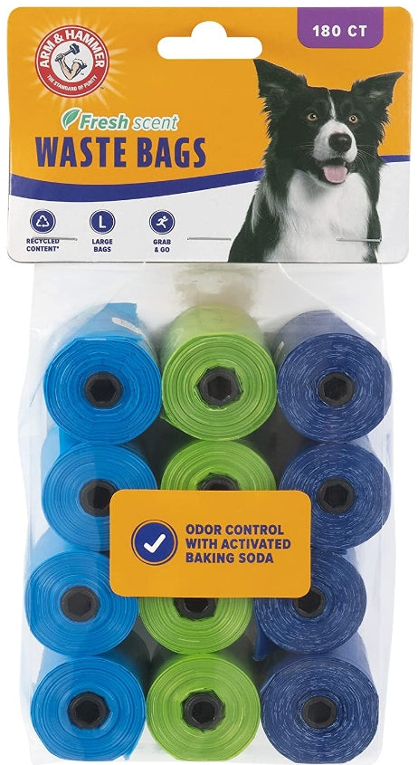 1620 count (9 x 180 ct) Arm and Hammer Dog Waste Refill Bags Fresh Scent Assorted Colors