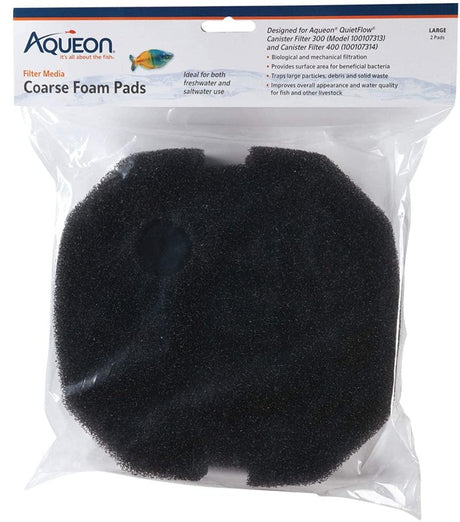 Large - 12 count Aqueon Coarse Foam Pads Large for QuietFlow 300 and 400 Canister Filters