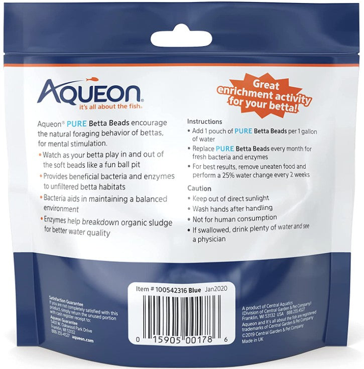 6 count Aqueon Pure Betta Beads Blue