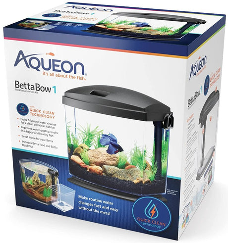 Aqueon BettaBow 1 with Quick Clean Technology Aquarium Kit Black - PetMountain.com