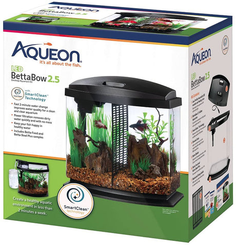 Aqueon LED BettaBow 2.5 SmartClean Aquarium Kit Black - PetMountain.com