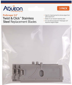 24 count (8 x 3 ct) Aqueon ProScraper 3.0 Twist and Click Stainless Steel Replacement Blades