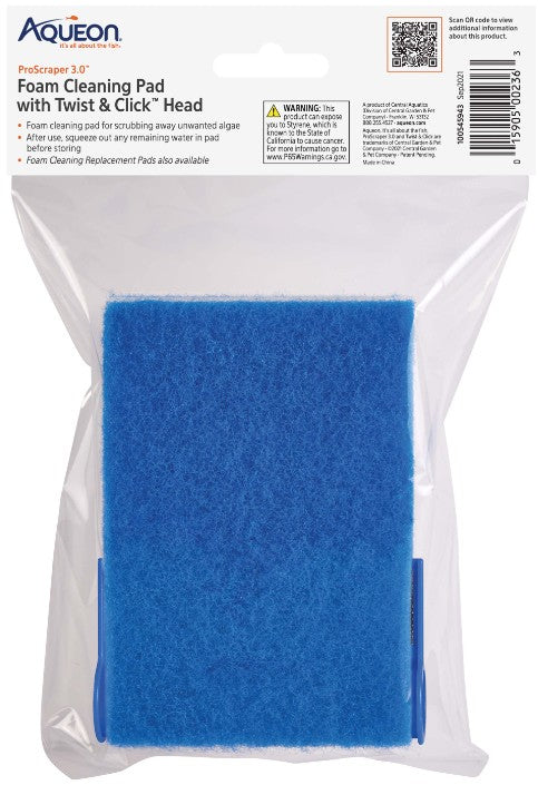 8 count Aqueon ProScraper 3.0 Foam Cleaning Pad with Twist and Click Head
