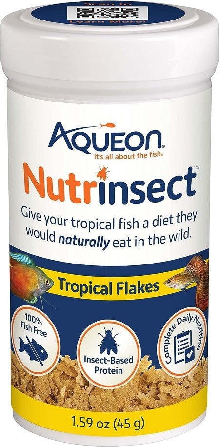 6.36 oz (4 x 1.59 oz) Aqueon Nutrinsect Tropical Flakes